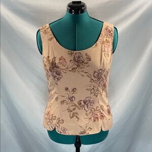 Floral Beige Sleeveless Top
